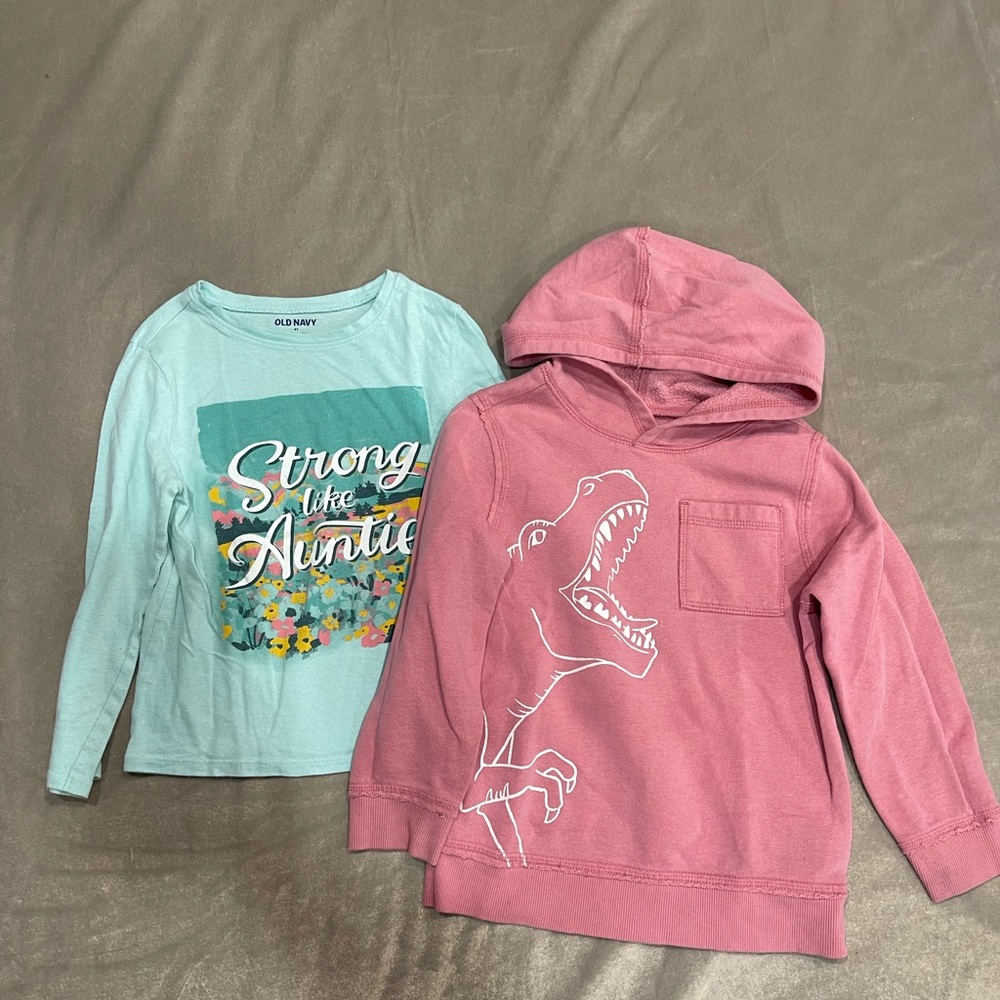 Old Navy Kids' Aqua Floral and Pink Dino Long Sleeves